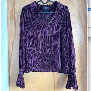 PAIGE Benet Velvet Devore Top in Aubergine Size XS